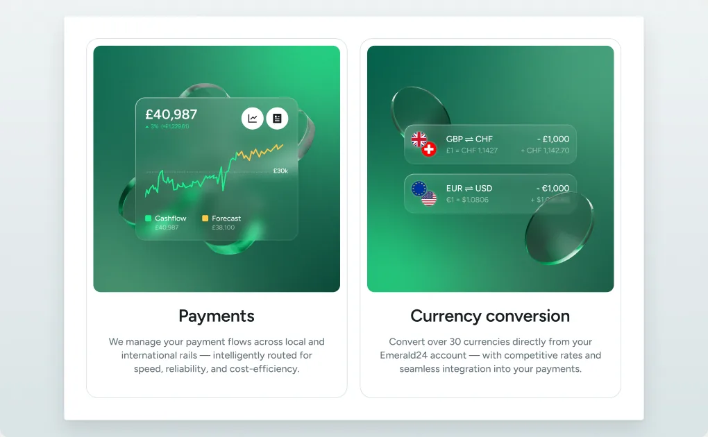 Emerald24 — solutions cards